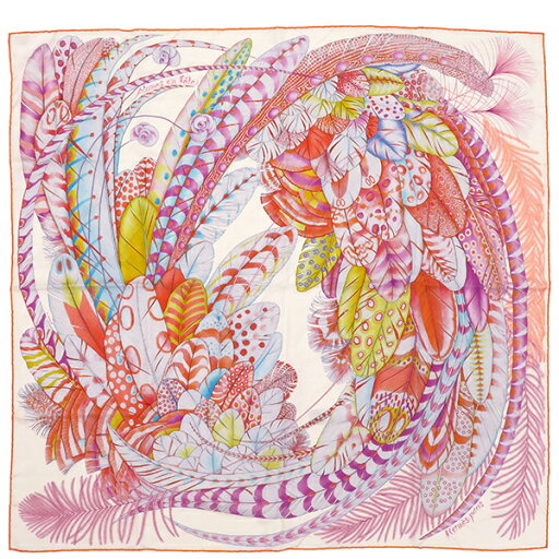 エルメス スカーフ カレ90 CARRE シルク マルチカラー 【Plumes en Fete/プリュム アン フェット】 中古 エルメス スカーフ カレ90 CARRE シルク マルチカラー 【Plumes en Fete/プリュム アン フェット】 中古