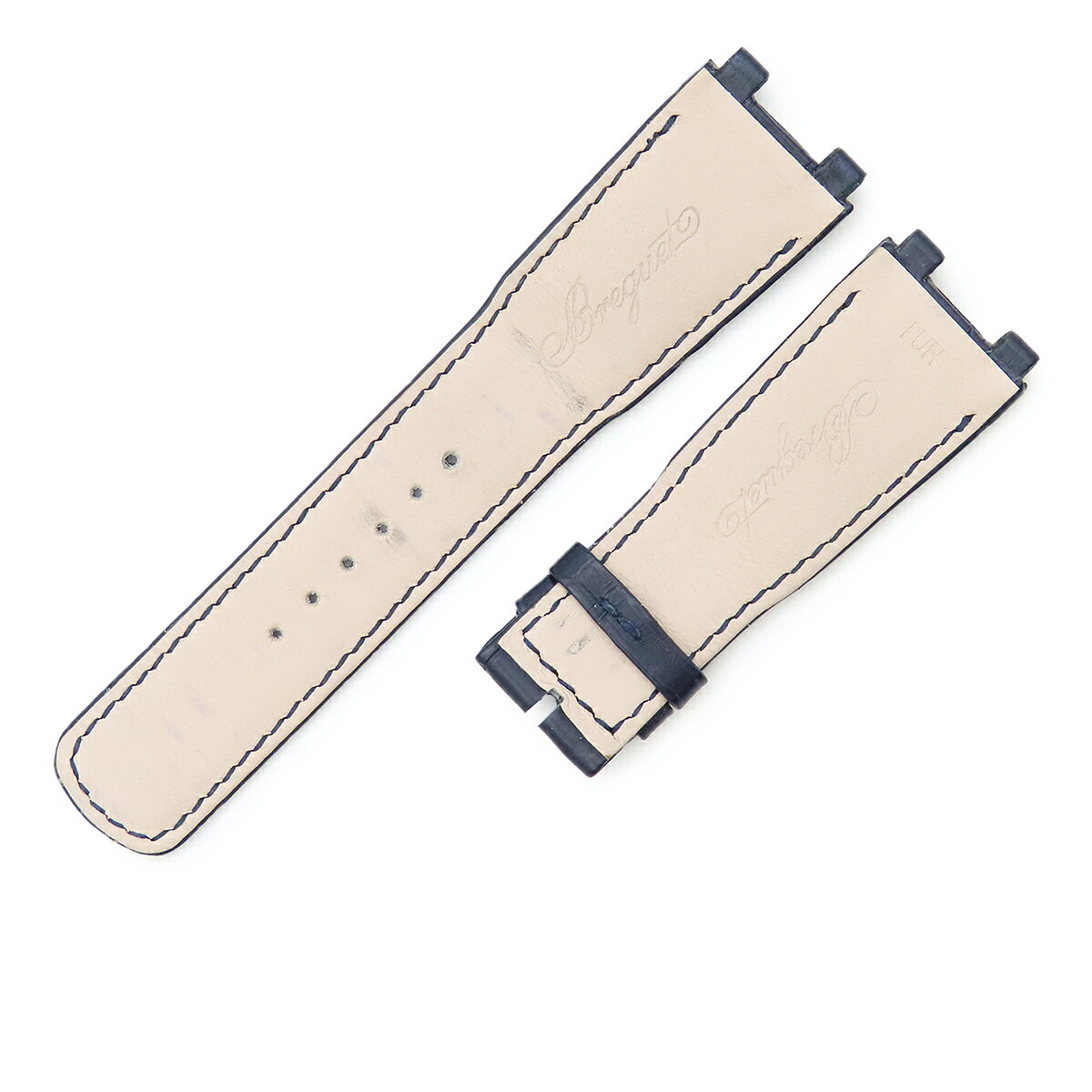 ブレゲ 腕時計パーツ クロコダイル ネイビー 新品同様 純正 替え クロコ ベルト バンド 予備 スペア ストラップ 24mm ネイビー 紺 中古