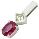 【楽天スーパーSALE】ペンダントトップ ルビー ダイヤ Pt900 シルバー 中古