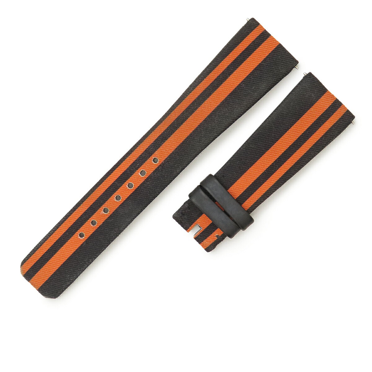 ブレゲ 腕時計パーツ ファブリック オレンジ 純正 替え ベルト ストラップ バンド 22mm ストライプ柄 バネ棒付き オレンジ×ブラック 黒 中古