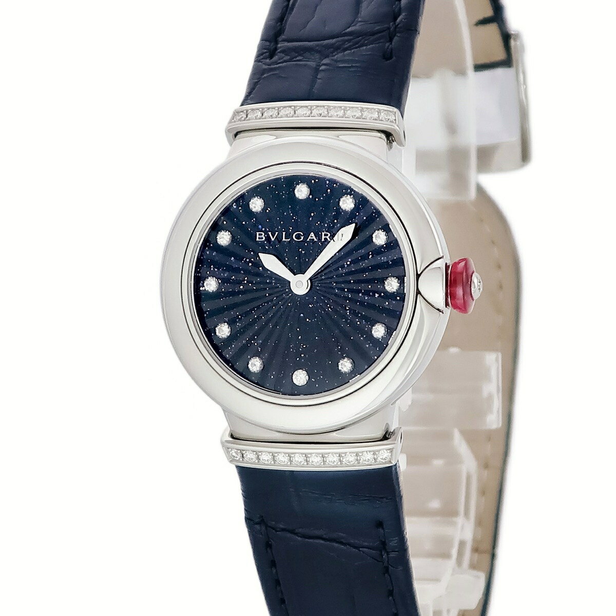 ブルガリ ルチェア LUVCHEA 103617 LU28S 純正ダイヤ アベンチュリン ダークブルー ラウンド クオーツ