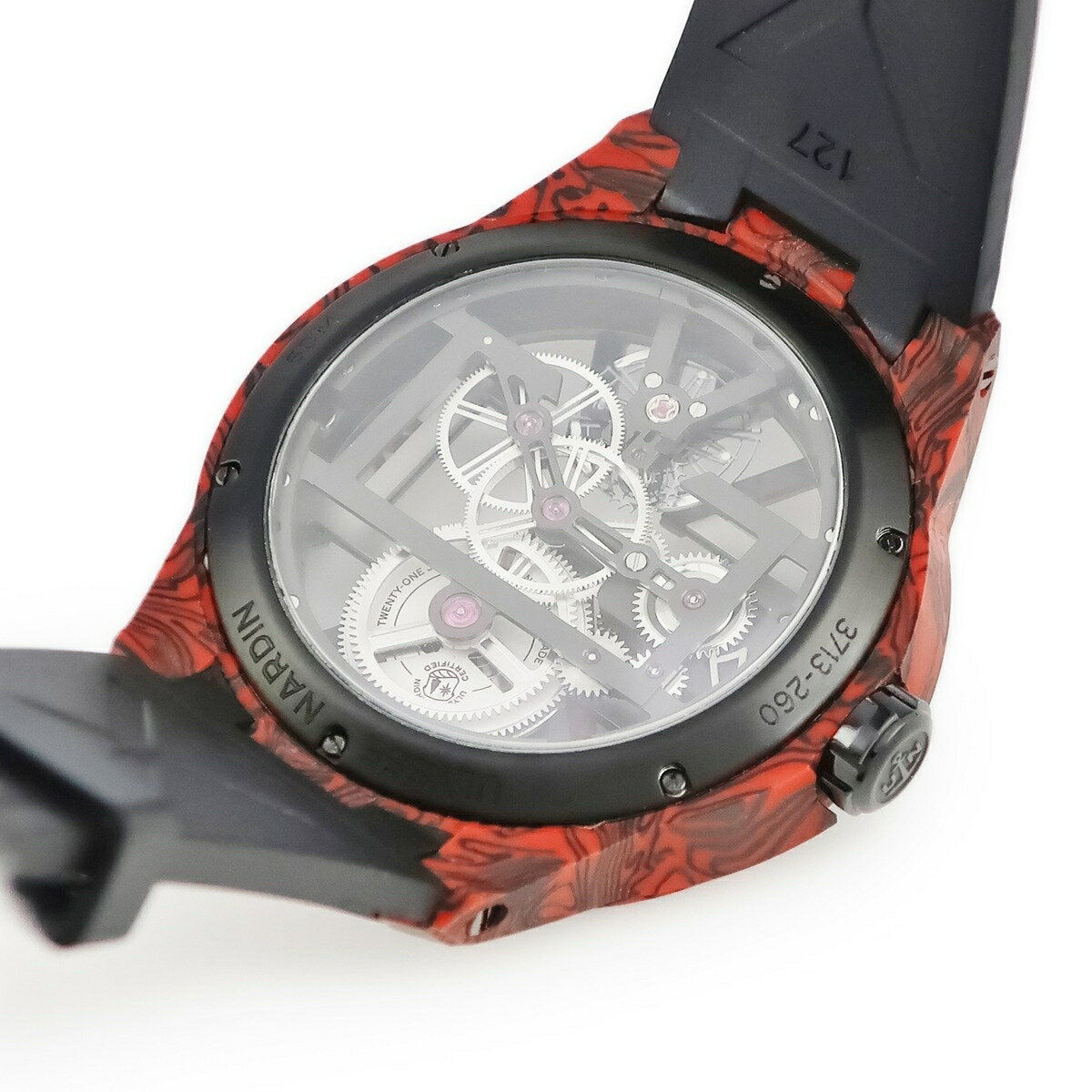 ユリスナルダン ニュー エグゼクティブ スケルトン X マグマ 3713-260/MAGMA レッド スケルトン バー 手巻き