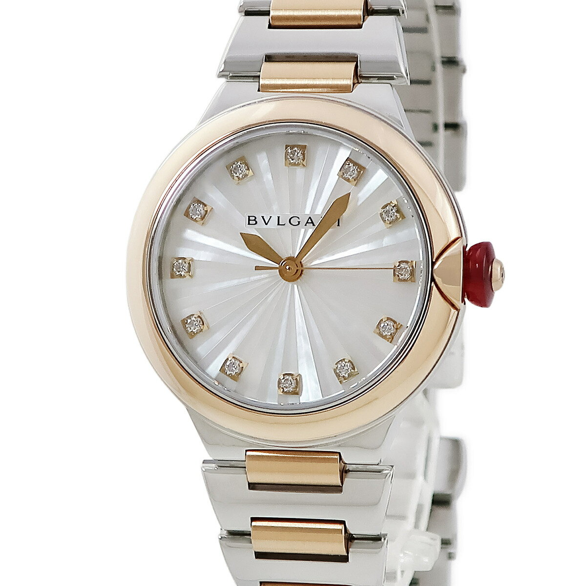 ブルガリ ルチェア LUP33SG 103730 K18PG×SS コンビ 純正ダイヤ シェル ピンクゴールド 自動巻き