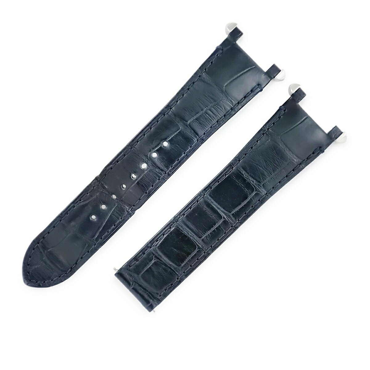 カルティエ 腕時計パーツ 純正 パシャ 41mm用 クロコバンド クロコダイル ネイビー 尾錠用 ベルト 純正 パーツ付き マットクロコ 21mm ネイビー 紺 中古