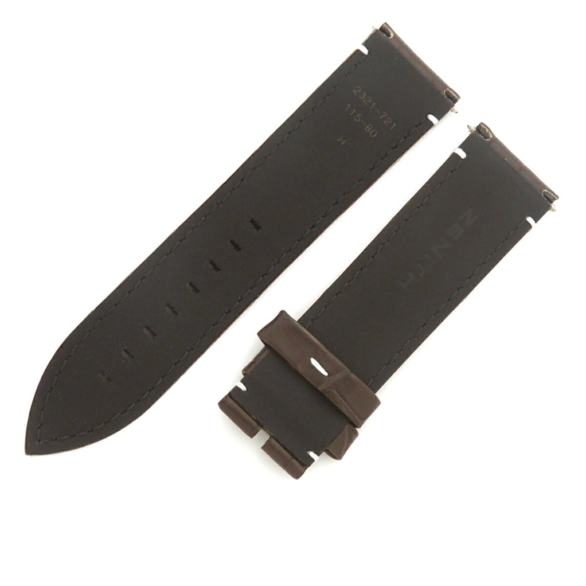 ゼニス 腕時計パーツ 純正 クロコダイル ブラウン 未使用 替え クロコ ベルト バンド ストラップ バネ棒付き 23mm ブラウン 茶 中古