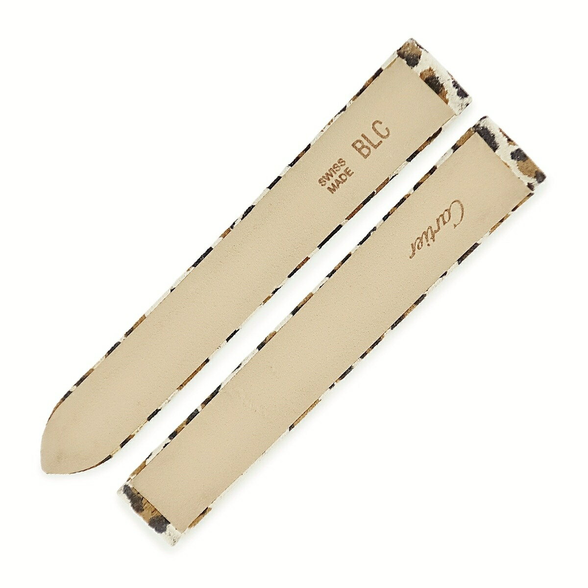 カルティエ 腕時計パーツ 純正 タンク用 レザーバンド レザー ベージュ 新品同様 替え ベルト 13.5mm レオパード ヒョウ柄 バックル用 中古