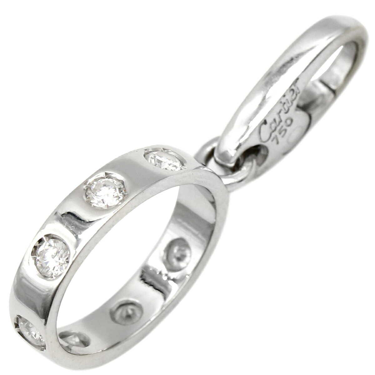 カルティエ チャーム ラブ LOVE フルダイヤ K18WG シルバー 7Pダイヤ Au750 ペンダントトップ 中古