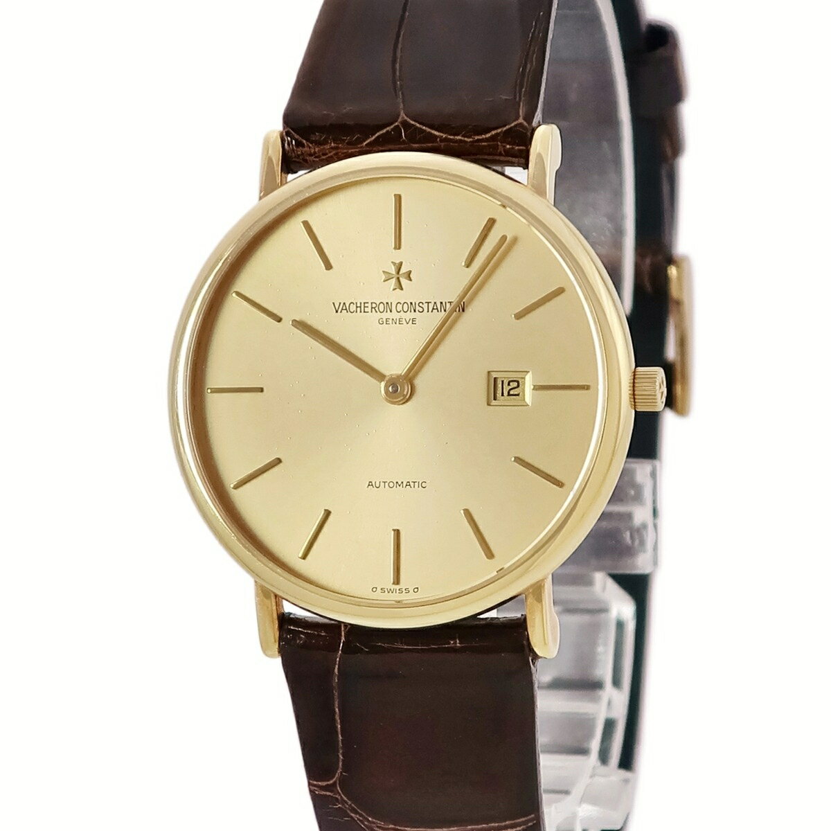 　送料無料　　ラッピング対応　在庫位置：大阪 心斎橋 5号店スペック・付属品詳細商品問い合わせID240500501509コンディションAブランドヴァシュロン・コンスタンタンモデルパトリモニー オートマ型番48002/000J-3ムーブメント自動巻きケースサイズ約32mm本体厚さ約6mm重さ約39.8g素材K18YG 未使用他社製クロコバンド 純正K18YG製尾錠 カラー文字盤：ゴールド系ベルト素材/カラークロコダイル/ブラウン系腕まわり約18.0cmまで対応付属品・冊子・ケース・BOX（内部汚れ有)※保護シールは検品時にはがしております。詳細・特記オーバーホール済,ムーブメント点検済平均日差約+8秒中古A品（バンドS）（細かなスレ、指針に僅かにスレ、文字盤に僅かに劣化、裏蓋/ラグに細かな線スレ等は御座いますが、その他大きなダメージは無く状態の良い綺麗なお品です。)