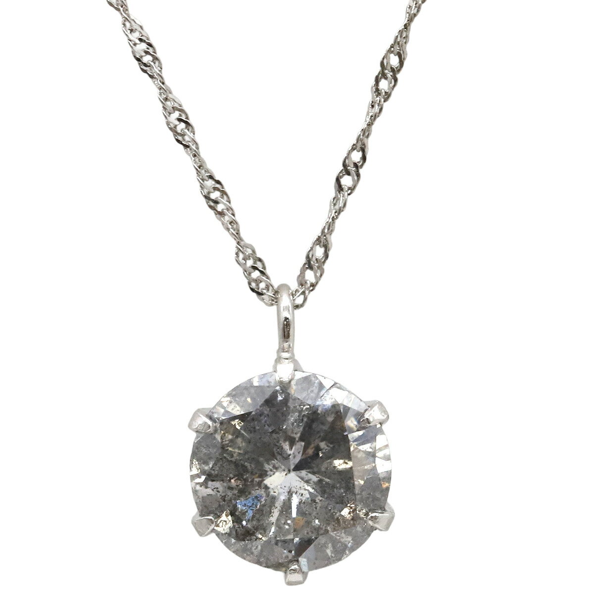 ネックレス ダイヤペンダント Pt850 シルバー 1P 1粒 中古