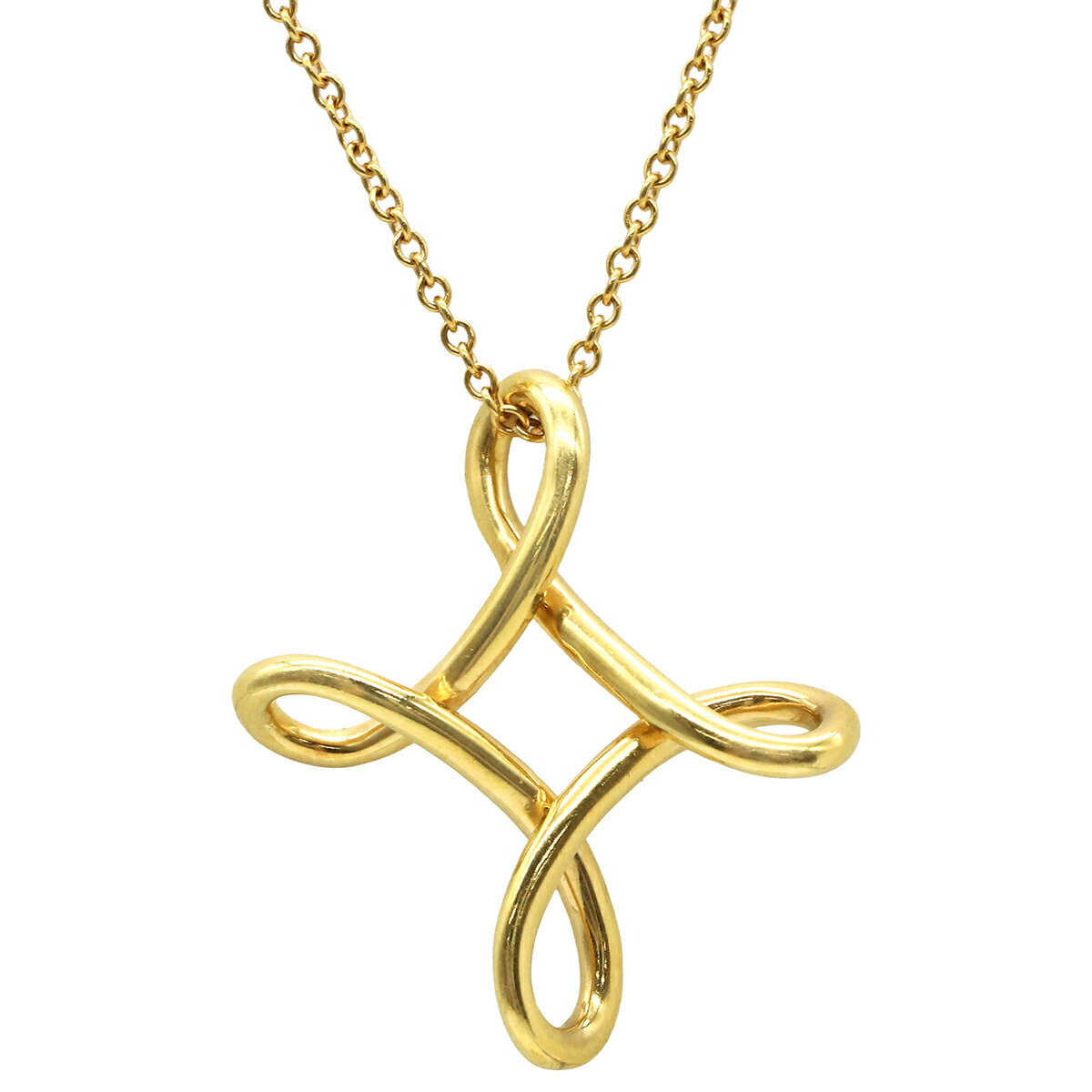 ティファニー ネックレス インフィニティ クロス K18YG ゴールド 750YG 18金 18KT エルサペレッティ 中古のサムネイル