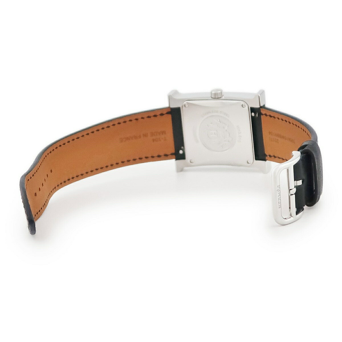 エルメス Hウォッチ MM HH3.510 新品同様 H型 四角 ホワイト 白 デイト アラビア 3針 自動巻き