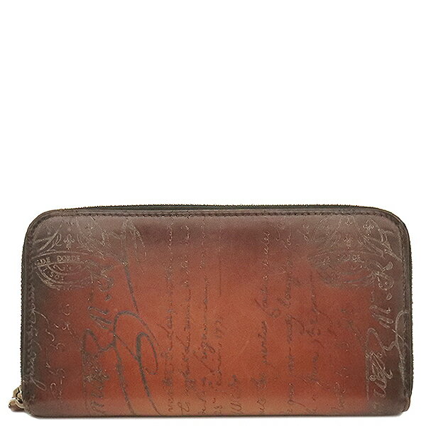 ベルルッティ 長財布 イタウバ スクリットレザー ロングジップ ウォレット レザー ブラウン 茶 カリグラフィ 中古