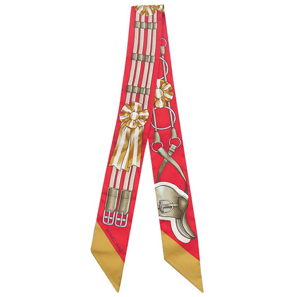 エルメス スカーフ ツイリー シルク レッド 【Jumping/ジャンピング】 中古