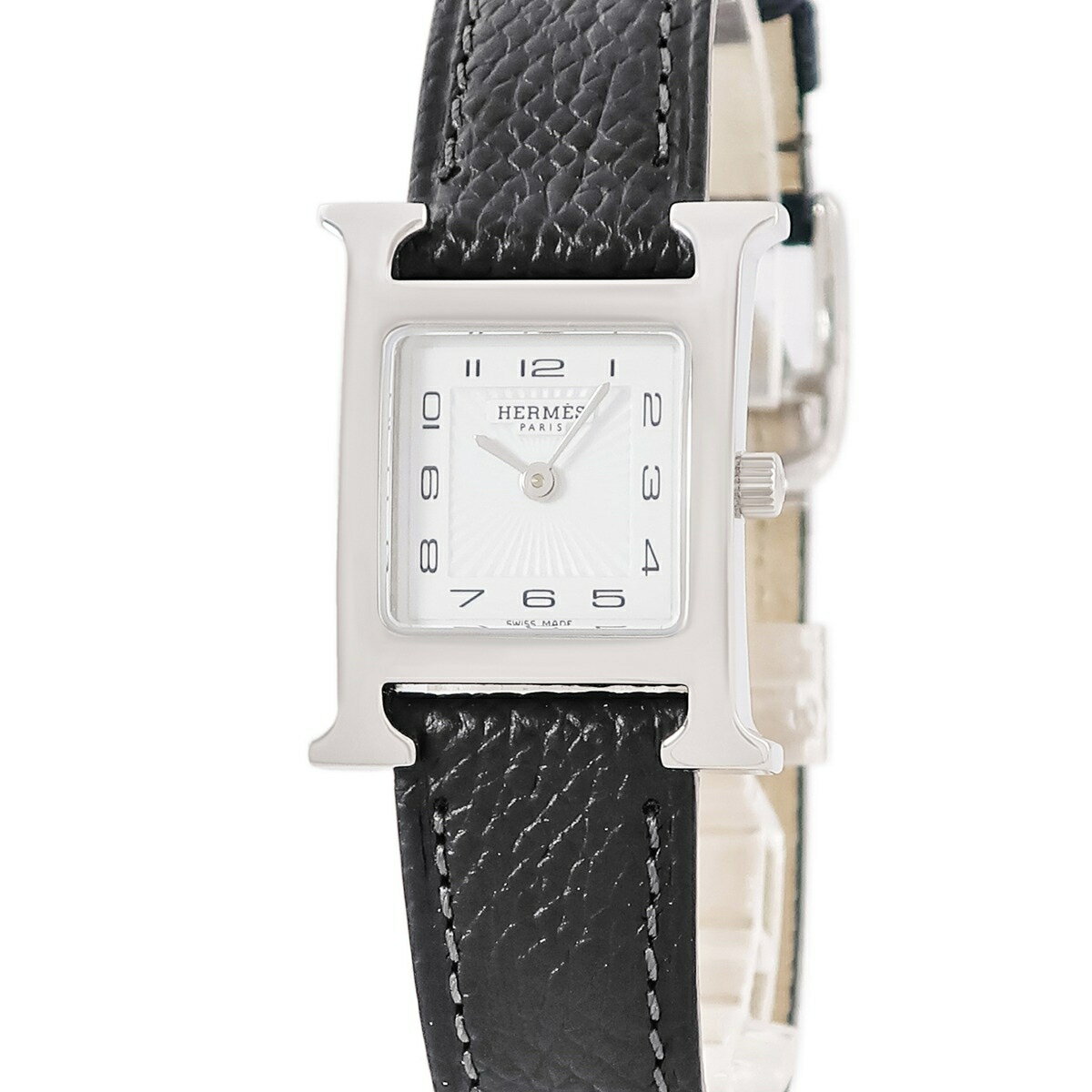 エルメス Hウォッチ PM HH1.210 H型 ホワイト ギヨシェ アラビア スクエア クオーツ