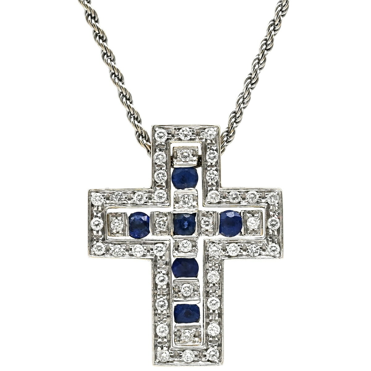 ダミアーニ ネックレス ベルエポック S サファイア ダイヤ K18WG シルバー 750 DAMIANI 20000849 中古