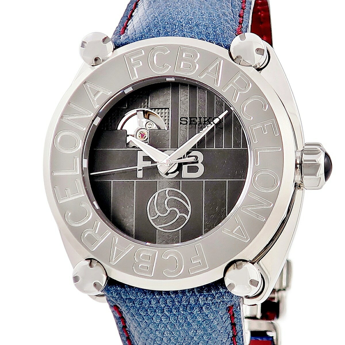 　送料無料　　ラッピング対応　在庫位置：大阪 心斎橋 5号店スペック・付属品詳細商品問い合わせID240500520612コンディションAブランドセイコーモデルガランテ FCバルセロナ リミテッドエディション型番SBLL021 8L38-00H0ムーブメント自動巻きケースサイズ約45mm本体厚さ約15mm重さ約158.3g素材ステンレススチール 未使用純正リザードバンド 純正SSバックル カラー文字盤：グレー系ベルト素材/カラーリザード/ブルー系腕まわり約20.0cmまで対応付属品・ギャランティ(2013年購入/国内正規店)・取扱説明書・タグ・セリート・未使用純正替えクロコベルト(黒)・内外BOX(内箱劣化有)※保護シールは検品時にはがしております。詳細・特記ムーブメント点検済平均日差約+9秒中古A品（バンドS）（細かなスレ、裏蓋に線スレと細かな点キズなどは御座いますが、大きなダメージは無く状態の良い綺麗なお品物です。）