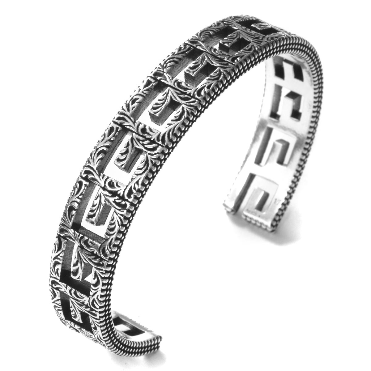 グッチ バングル アクセサリー メンズ レディース Gスクエア Gキューブ カットアウト アンティークシルバー 551919 J8400 0811 GUCCI