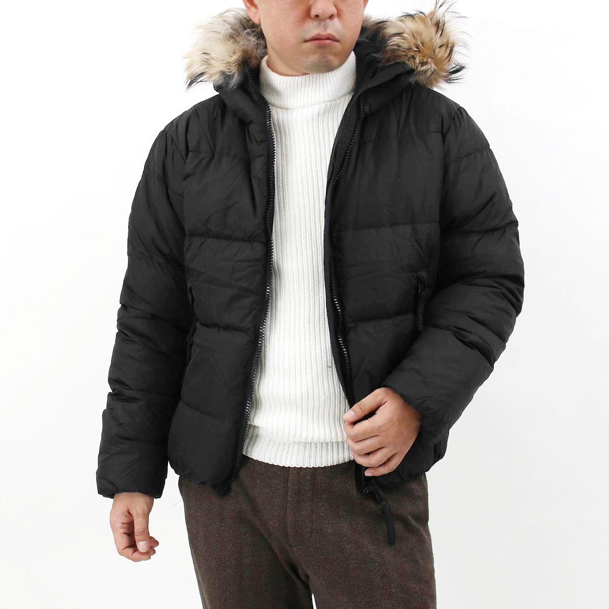 デュベティカ ダウンジャケット アウター メンズ ベガ チンクエ フード付き 着脱可能ファー付き ブラック 182-U.5971N01 1162 MFN 999...