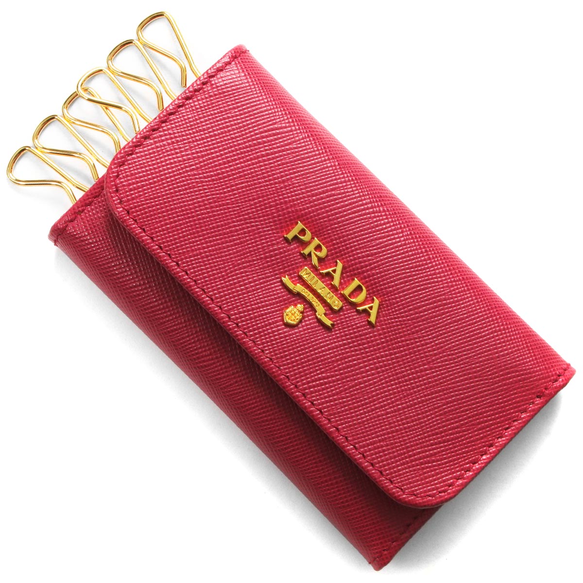 プラダ キーケース ファッション小物中古 メンズ サフィアーノ メタル イビスコピンク 1M0222 UZF F0BA8 PRADA