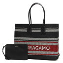 フェラガモ トートバッグ バッグ レディース ブラック&オプティック ホワイト&フレイムレッド 214955 NERO OPTIC WHITE FLAME RED 0765595 SALVATORE FERRAGAMO