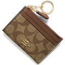 コーチ（COACH) コーチ コインケース（小銭入れ）/定期入れ 財布 メンズ レディース シグネチャー ミニ カーキベージュ&サドルブラウン F88208 IME74 COACH