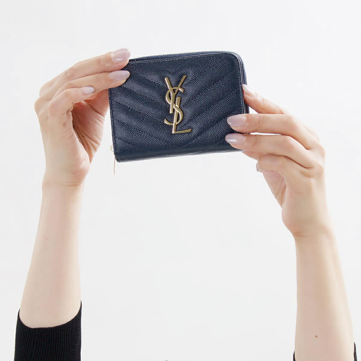 サンローランパリ イヴサンローラン 財布 二つ折財布 財布 レディース モノグラム YSL ダークブルー 403723 BOW01 4128 2018年秋冬新作 SAINT LAURENT PARIS