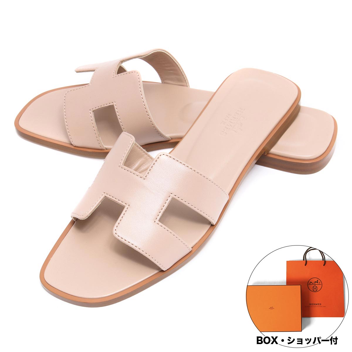 エルメス フラットサンダル シューズ レディース オラン カーフスキン ベージュヌード(ライトベージュ系) ORAN CALFSKIN BEIGE NUDE HERMESのサムネイル