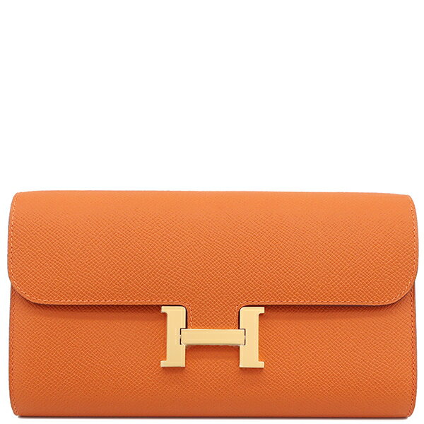 エルメス 長財布 コンスタンス トゥーゴー ヴォーエプソン オレンジ未使用 中古
