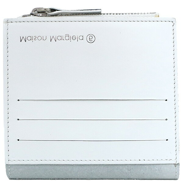 メゾン マルタン マルジェラ 二つ折り財布 リバースロゴ ジップウォレット レザー ホワイト 白 S63UI0056 中古