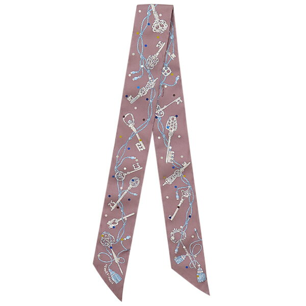 エルメス スカーフ ツイリー シルク ブラウン未使用【LES CLES A POIS/レ クレ ア ポア】 中古のサムネイル