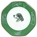 エルメス 食器 シャス 犬 プレート 6枚セット 磁器 グリーン 緑 八角皿 6枚セット 中古