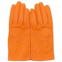 エルメス 手袋 グローブ レザー オレンジ #7 中古