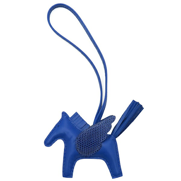 エルメス バッグチャーム ロデオPM ペガサス タッチ リザード ブルー未使用 青 ソーブルー 中古