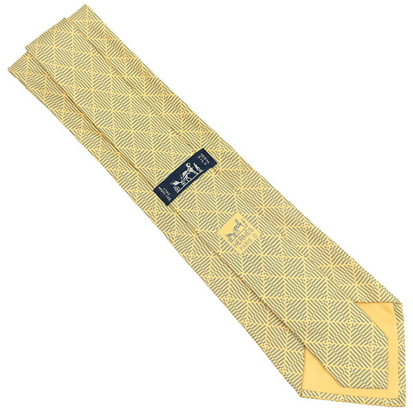 エルメス ネクタイ 和柄 9cm シルク イエロー 黄色 中古