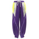 グッチ パンツ メタル ジップ スウェットパンツ ポリエステル パープル XS 紫 黄 ドローコード トラックパンツ GG 中古