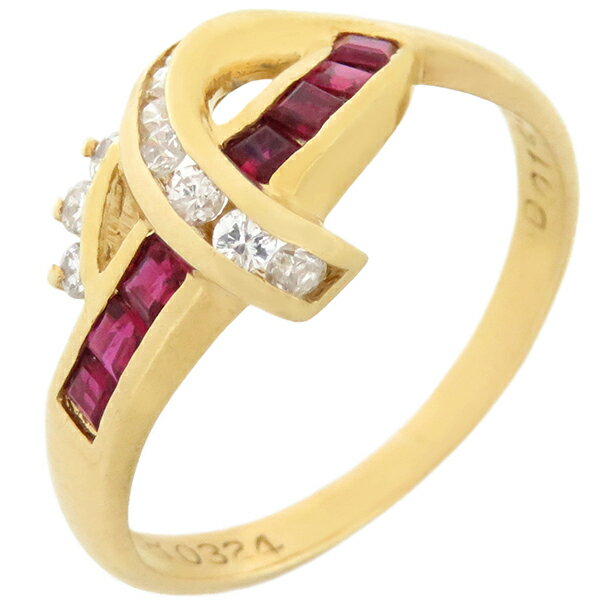 【中古】リング指輪ルビーダイヤリン...