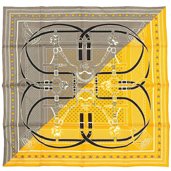 エルメス スカーフ カレ70 CARRE シルク イエロー 【GRAND MANEGE BANDANA LOVE/グランマネージュ】 中古のサムネイル
