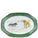 エルメス 食器 シャス グリーン 犬 プレート 磁器 グリーン 緑 ゴールデンレトリバー ラブラドールレトリバー 大皿 中古