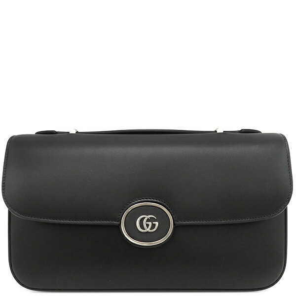 グッチ 2WAYバッグ ダブルGプレート レザー ブラック 黒 ショルダー クラッチ 739721 中古