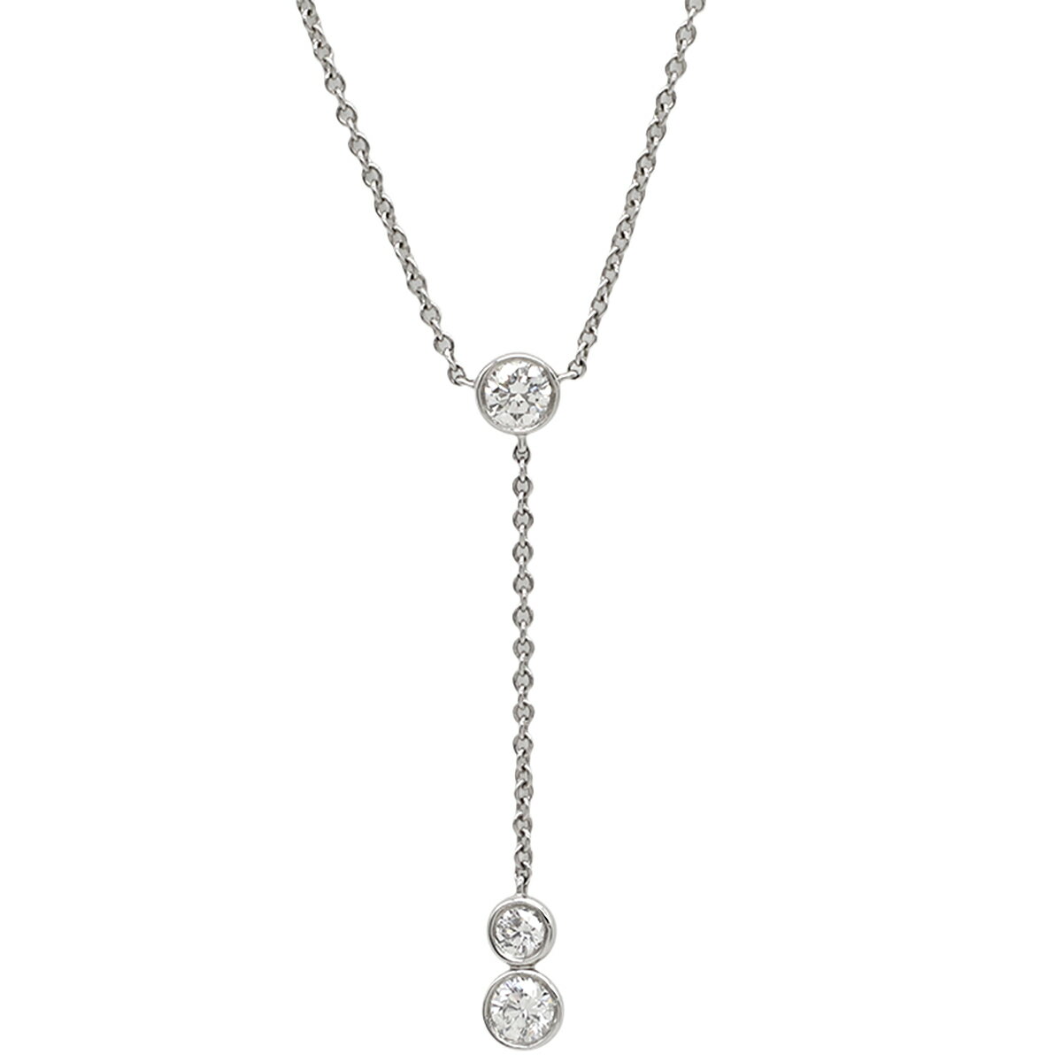 ティファニー ネックレス バイ ザ ヤード 3ドロップ ダイヤモンド Pt950 シルバー 3P 中古(4)