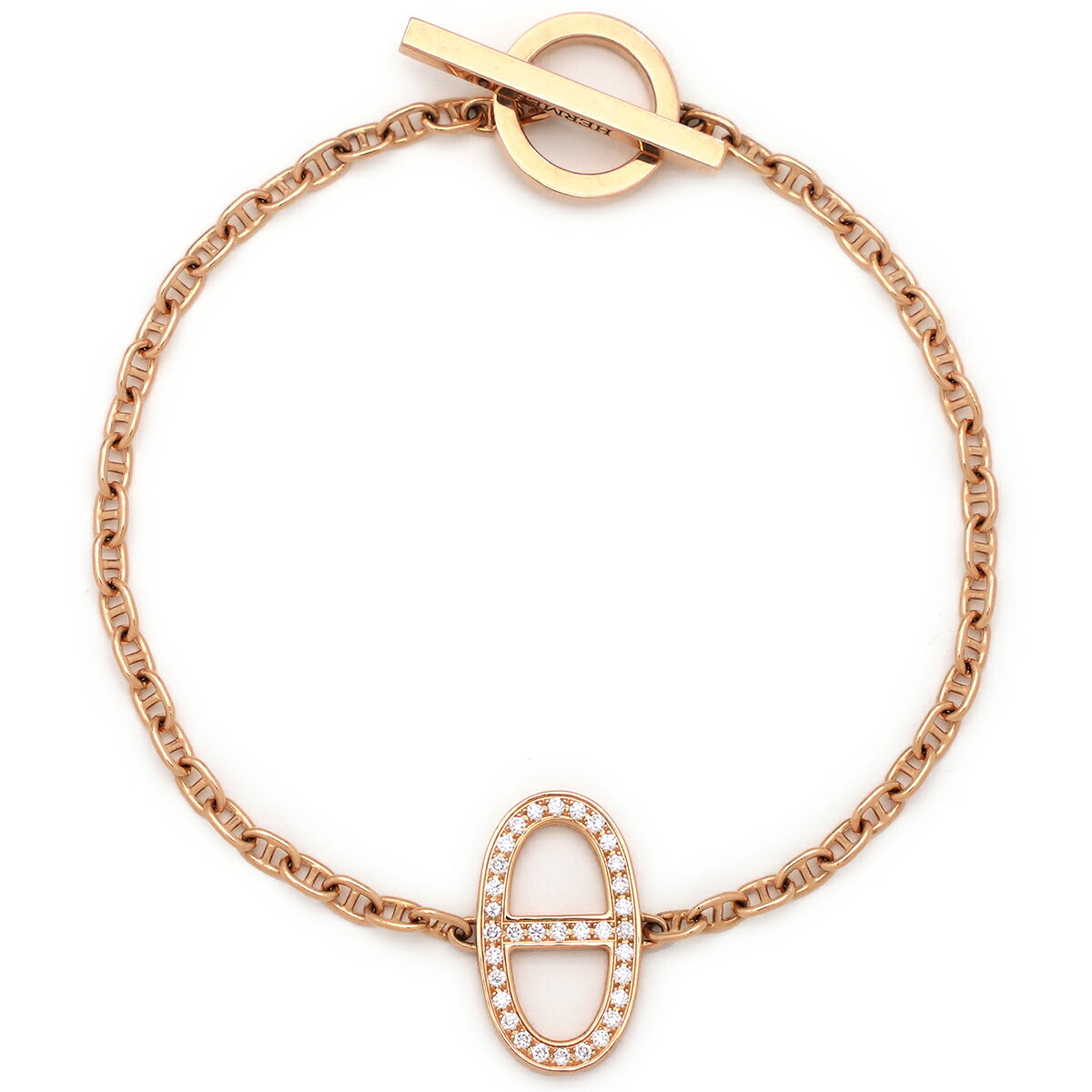 エルメス ブレスレット シェーヌダンクル コントゥール K18PG ゴールド SH Au750 18K ダイヤ H122404B 中古