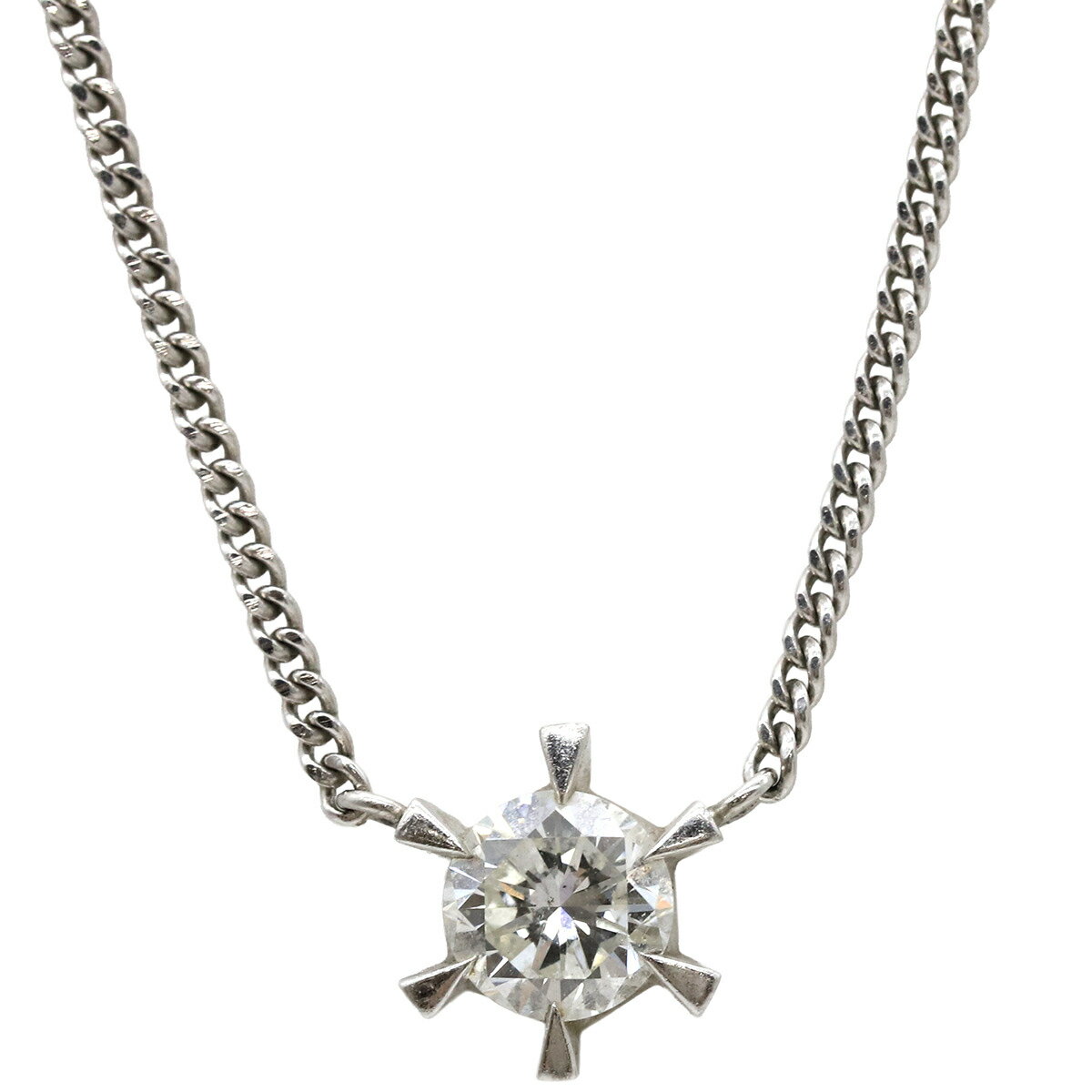 ネックレス ダイヤペンダント Pt850 シルバー 1P 1粒 中古