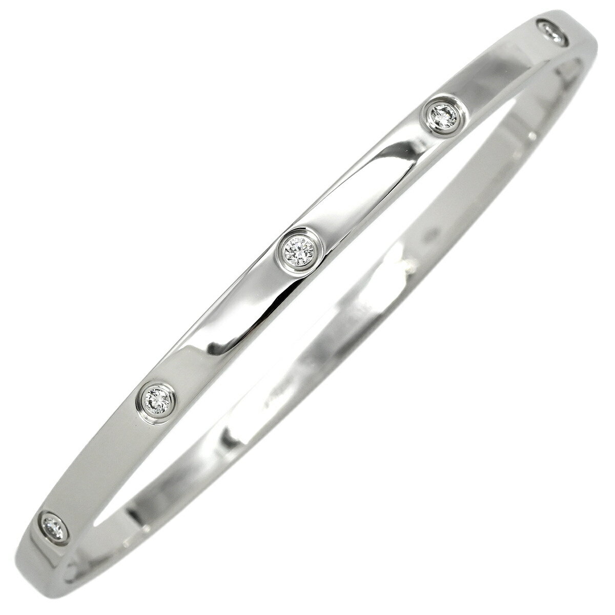 カルティエ ブレスレット LOVE ラブブレス SM 10Pダイヤ K18WG シルバー #16 750WG 18K 18金 バングル B6048016 中古