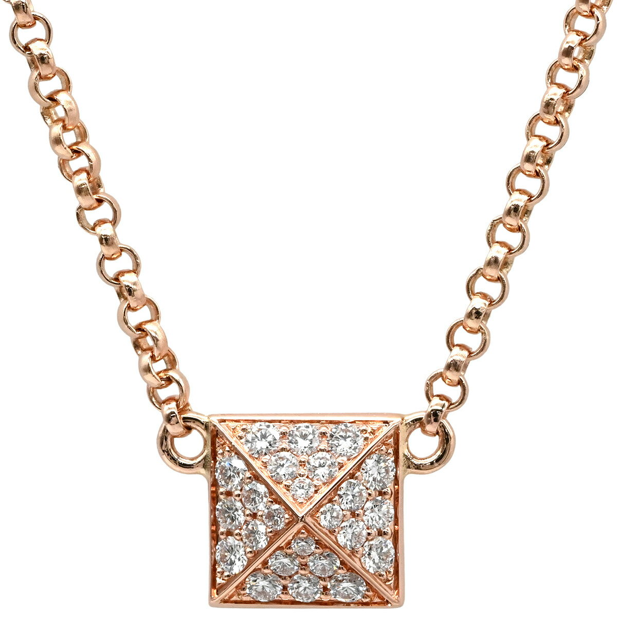 エルメス ネックレス エルメス クルー ドゥ H PM K18PG ゴールド ダイヤモンド スタッド 中古(4)