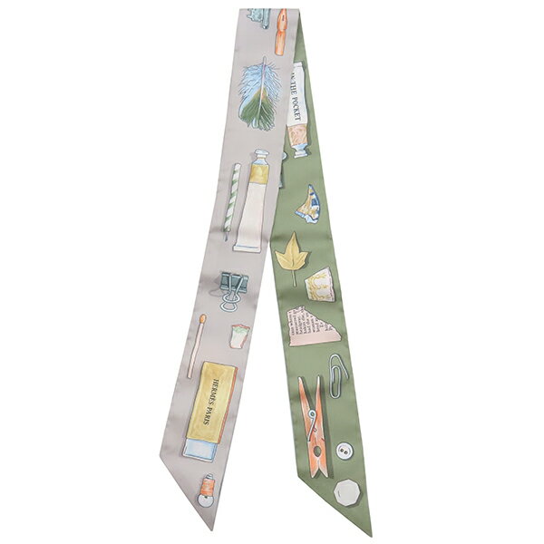 エルメス スカーフ ツイリー シルク グレー未使用 【IN THE POCKET/イン ザ ポケット】 中古