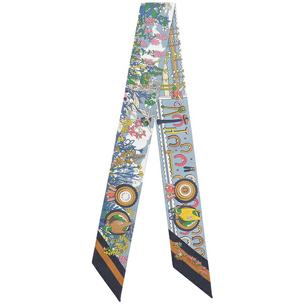エルメス スカーフ ツイリー シルク マルチカラー 【PONY PIT STOP/ポニー ピット ストップ】 中古