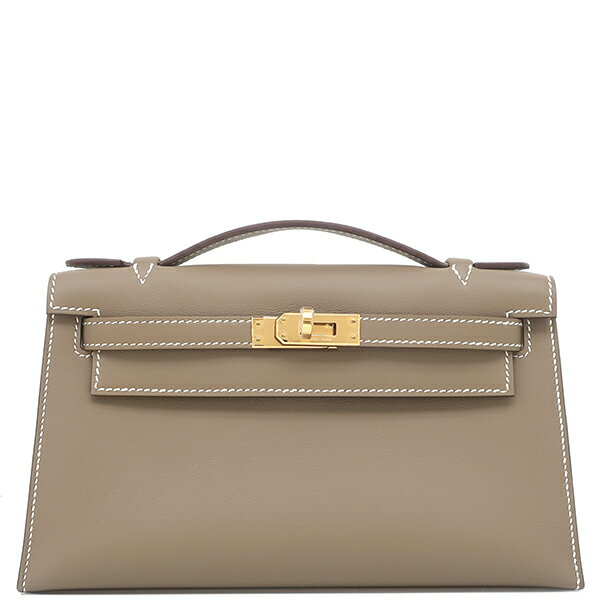 エルメス ハンドバッグ ポシェットケリー ミニ ヴォースイフト グレー未使用 グレージュ ミニバッグ 中古