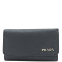 プラダ PRADA キーケース サフィアーノ メタル 6連 レザー ネイビー 2PG222 定番 人気 美品 【中古】