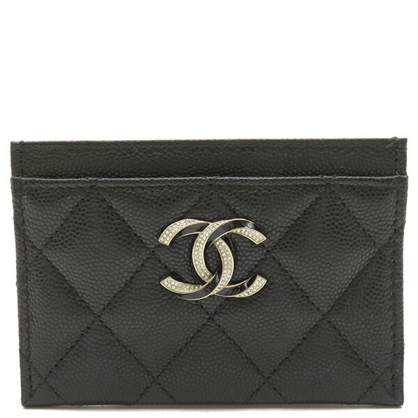 シャネル CHANEL カードケース マトラッセ ココマーク/ラインストーン/キャビアスキン ブラック 定番 人気 美品 【中古】のサムネイル
