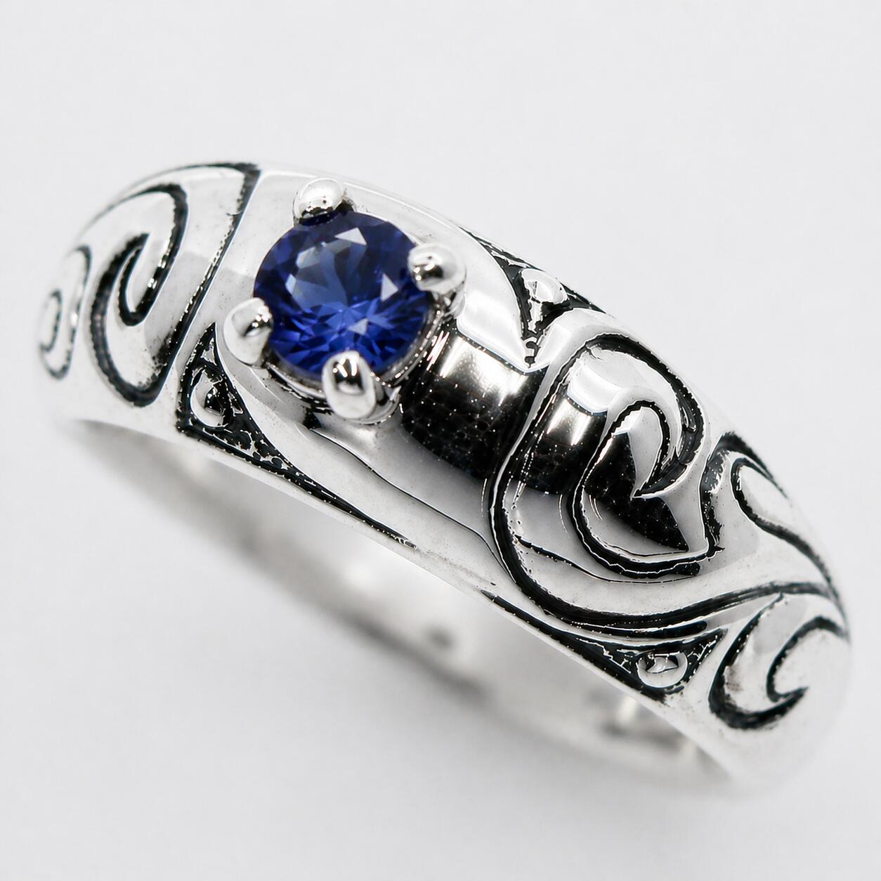 Rakuten - 【シルバーリング】メンズ 刻印可能 9月 誕生石 サファイア シルバー925 指輪 メンズアクセサリー Clouds Blula(ブルレ) 誕生日プレゼント 記念 【送料無料】【コンビニ受取対応商品】ご褒美 卒業祝い 就職祝い 卒業記念 成人祝い 記念